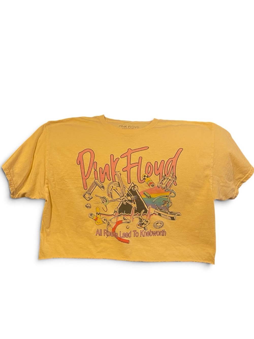Pink Floyd Yellow Graphic Crop Tee